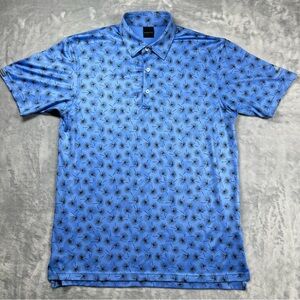 Dunning Golf Shangri-La Dandelion Print Polo Shirt Blue Men's Medium